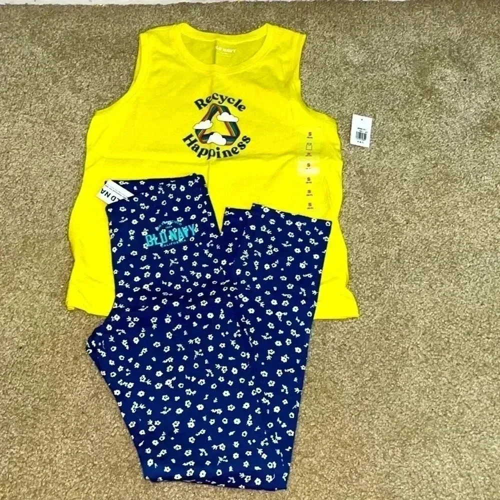 🆕 Old Navy Kids Yellow Sleeveless Shirt and  Blue Leggings